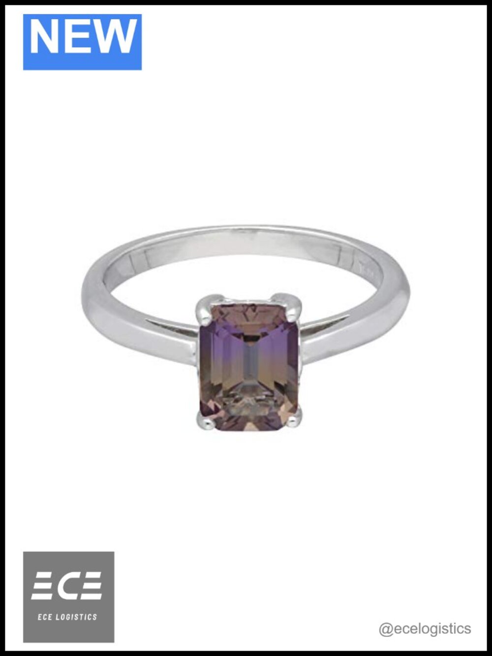 Sterling Silver Ametrine Octagon Ring Prong Set Size 5
